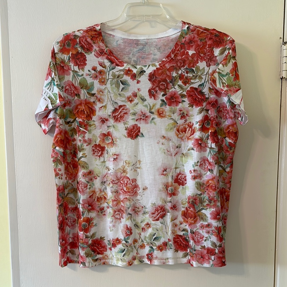 Floral Women's Top - Red, Pink, and Green